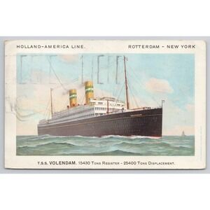 Holland America Line‎ SS Volendam Rotterdam New York Postcard